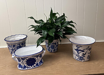 Blue and White Planters